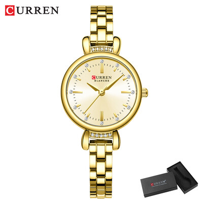 CURREN-Elegant suknelių laikrodis moterims, prabangus ir išskirtinis, 28 mm ciferblatas su blizgančiu kalnų krištoliniu akmeniu, kvarcinis rankinis laikrodis, naujas