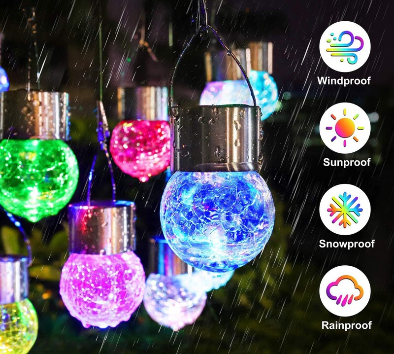 Välis päikeseenergia ripplamp veekindel LED pragunenud klaaskuul väike ripats tühi muru aia õue valgustusega kaunistus