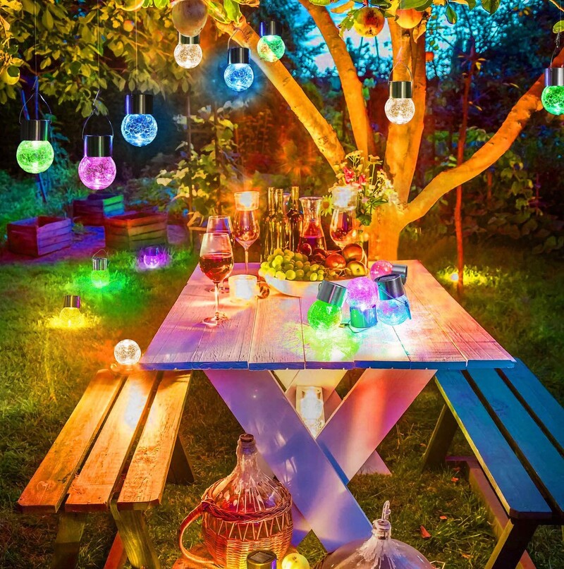 Välis päikeseenergia ripplamp veekindel LED pragunenud klaaskuul väike ripats tühi muru aia õue valgustusega kaunistus