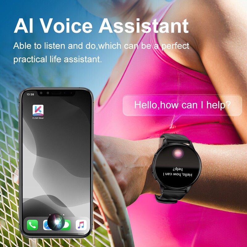 KUMI GW5 nutikell 1,39 tolli NFC Bluetooth 5.2 100+ sportlik pulsisagedus vererõhu hapnikumonitor Veekindel IP68