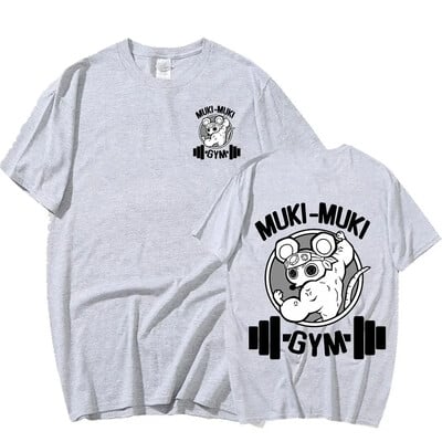 Jaapani anime Demon Slayer Uzui Tengen Print T-särk Funny Ninja Mice Muki Muki jõusaali T-särk Muscular Mouse Oversized T-särgid