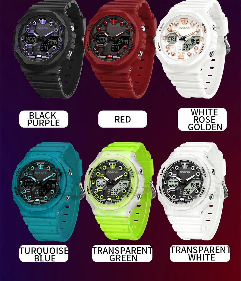 SANDA 6200 Fashion Trend Ηλεκτρονικό ρολόι Πολυλειτουργικό Ξυπνητήρι Αδιάβροχο δροσερό ανδρικά και γυναικεία φοιτητικά ρολόγια