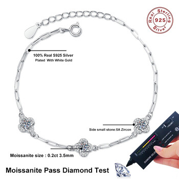 Βραχιόλια NeeTim Moissanite Γυναικεία S925 Ασημένιο με επιχρυσωμένο Lab Diamond Τετράφυλλο Βραχιόλι Εκλεκτό κόσμημα