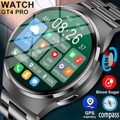 Huawei GT4 PRO viedpulkstenim Vīriešu pulkstenis 4 Pro AMOLED HD ekrāns Bluetooth zvans GPS NFC Sirdsdarbības ātrums BloodSugar SmartWatch 2024 Jaunums