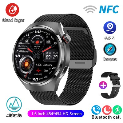 За смарт часовник Huawei GT4 PRO Мъжки часовник 4 Pro AMOLED HD екран Bluetooth разговор GPS NFC Сърдечен ритъм BloodSugar SmartWatch 2024 Нов