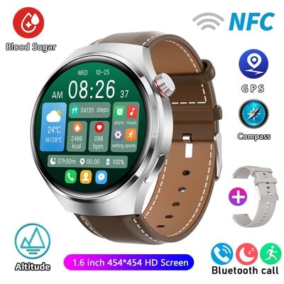За смарт часовник Huawei GT4 PRO Мъжки часовник 4 Pro AMOLED HD екран Bluetooth разговор GPS NFC Сърдечен ритъм BloodSugar SmartWatch 2024 Нов