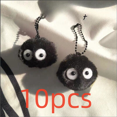 10pcsAnime Black Coal Elf Keychain Hair Ball Privjesak Cartoon Listing Tide Personality Bag Ornament for Women Slatki privjesak za ključeve