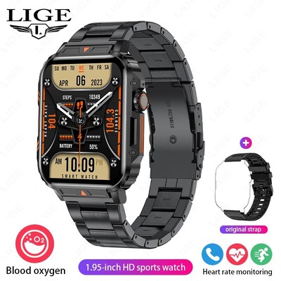 Smartwatch LIGE Smartwatch 1,95 ιντσών Ρολόγια παρακολούθησης υγείας IP68 αδιάβροχο αθλητικό ρολόι γυμναστικής για άνδρες, γυναίκες Reloj Hombre