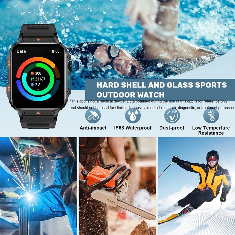 Smartwatch LIGE Smartwatch 1,95 ιντσών Ρολόγια παρακολούθησης υγείας IP68 αδιάβροχο αθλητικό ρολόι γυμναστικής για άνδρες, γυναίκες Reloj Hombre