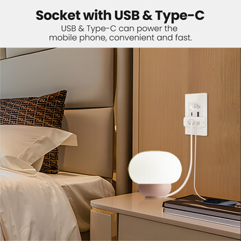 AVATTO Бразилия WiFi 16A/20A интелигентен щепсел с монитор за захранване, USB/Type-C Smart Life Smart Socket контакти Поддръжка на Google Home, Alexa