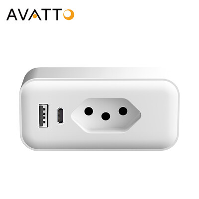 AVATTO Brazil WiFi 16A/20A Έξυπνο βύσμα με οθόνη ισχύος, USB/Type-C Έξυπνες πρίζες Smart Life Υποστήριξη Google Home, Alexa