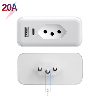 AVATTO Brazil WiFi 16A/20A Έξυπνο βύσμα με οθόνη ισχύος, USB/Type-C Έξυπνες πρίζες Smart Life Υποστήριξη Google Home, Alexa