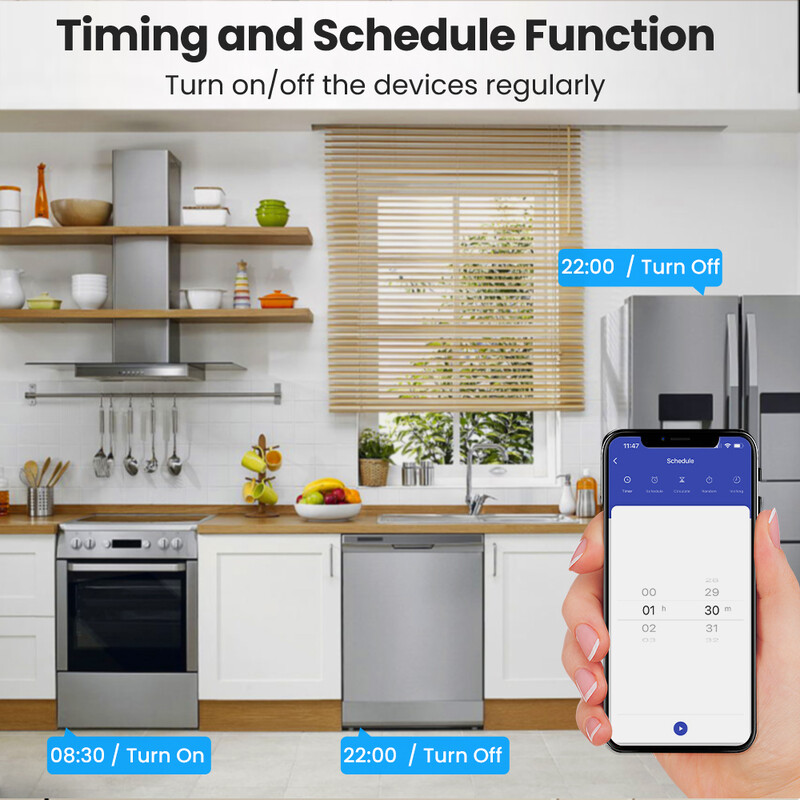 AVATTO Brazil WiFi 16A/20A Έξυπνο βύσμα με οθόνη ισχύος, USB/Type-C Έξυπνες πρίζες Smart Life Υποστήριξη Google Home, Alexa