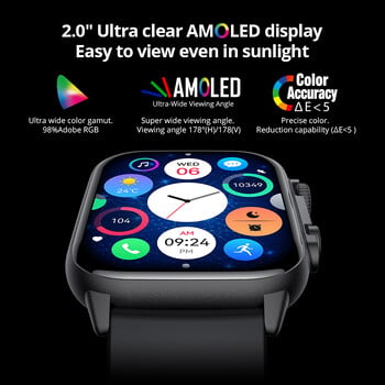 COLMI C81 2.0\'\' AMOLED Smartwatch Поддръжка AOD, 100 спортни режима, IP68 Водоустойчив смарт часовник Мъже Жени PK Ultra Series 8