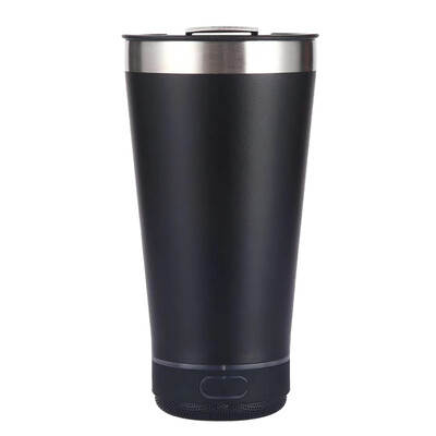 Cupă portabilă pentru muzică cu deschizător de sticle, din oțel inoxidabil, 16 oz, reutilizabilă, simplă, sticlă de apă, difuzor wireless Bluetooth