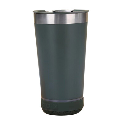 Cupă portabilă pentru muzică cu deschizător de sticle, din oțel inoxidabil, 16 oz, reutilizabilă, simplă, sticlă de apă, difuzor wireless Bluetooth