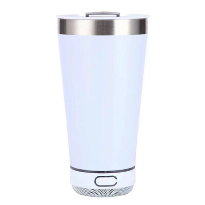 Cupă portabilă pentru muzică cu deschizător de sticle, din oțel inoxidabil, 16 oz, reutilizabilă, simplă, sticlă de apă, difuzor wireless Bluetooth