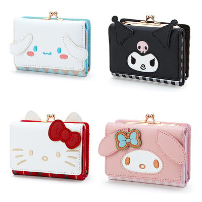 Sanrio Hello Kitty Τσάντα Kawaii Cinnamon My Melody Kuromi Casual Fashion PU Δερμάτινο πορτοφόλι Χαριτωμένα πτυσσόμενα τσάντες με κάρτα Δώρα γενεθλίων