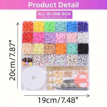 Σετ με χάντρες από πολυμερικό πηλό 6mm Rainbow Color Flat Chip Beads for Bracelet Necklce Making Letter Beads Accessories Kit DIY