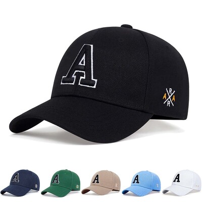 Șepci de baseball cu broderie cu litera A unisex, primăvară și toamnă, în aer liber, reglabilă, pălărie ocazională, pălărie cu protecție solară