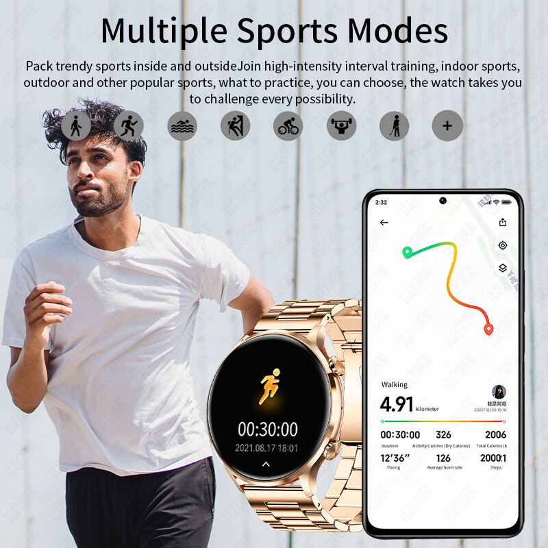 LIGE nutikell naiste meeste kohandatud kellasint Bluetooth Connect helistamiskäevõru IP67 sportlik veekindel nutikell Android ios-ile