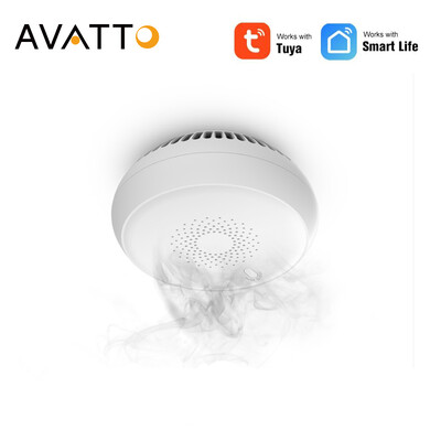 Detector inteligent de fum AVATTO Zigbee, senzor de alarmă de incendiu Tuya Sistem de securitate la domiciliu pompieri, aplicația Smart Life funcționează pentru hub-ul Gateway