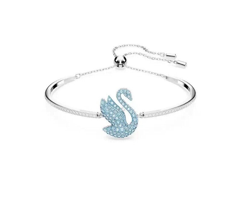 Karštai parduodama gulbės rašto pakabuko apyrankė su gulbe, inkrustuota smulkiais deimantais ir reguliuojamu dydžiu