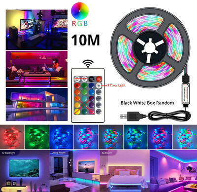 10M USB 2835 LED Bandă de lumină RGB Telecomandă Lumini Bandă flexibilă pentru lampă Panglică TV Ecran de birou Bandă diodă de lumină din spate