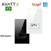 AVATTO Brazil Stand WiFi/Zigbee Smart Light Switch & 20A Socket, Tuya 110V-220V Wall Touch Switch, Work for Alexa Google home