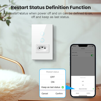 AVATTO Brazil Stand WiFi/Zigbee Smart Light Switch & 20A Socket, Tuya 110V-220V Стенен сензорен превключвател, Работи за Alexa Google home