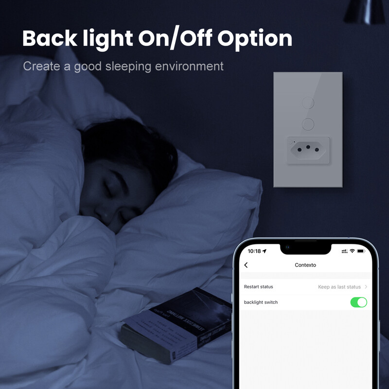 AVATTO Brazil Stand WiFi/Zigbee Smart Light Switch & 20A Socket, Tuya 110V-220V Wall Touch Switch, Work for Alexa Google home