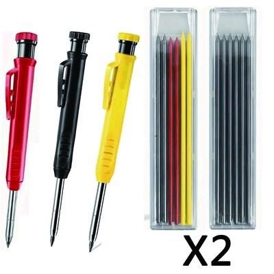 Tugev puusepa pliiatsikomplekt Puidutöötlemistööriistad Mehaaniline pliiats 5 värvi täitmine Ehitustöö Tööriistad Puusepatöö Märgistus Scriber