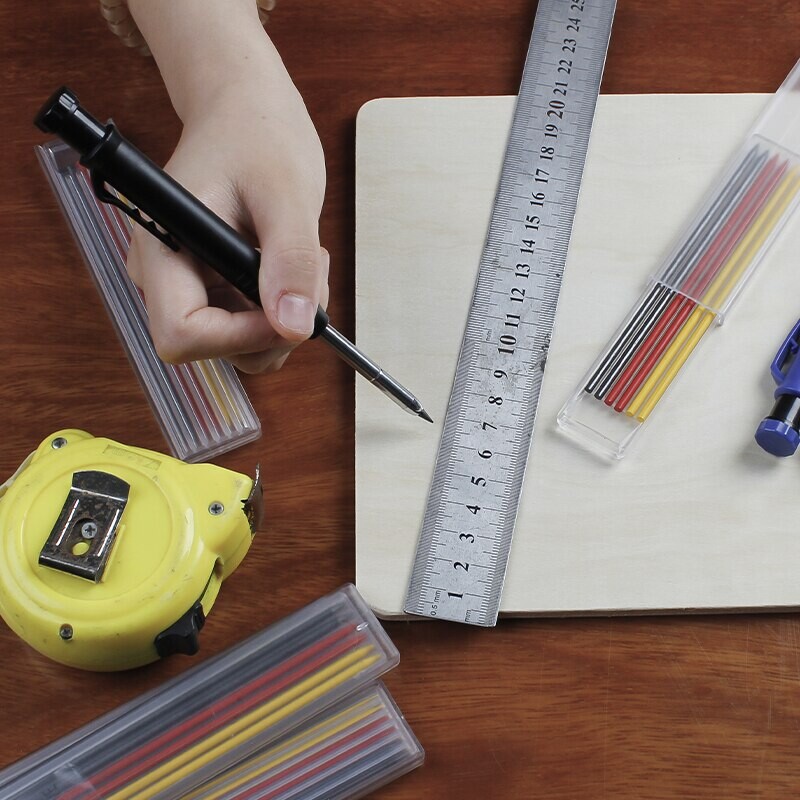 Tugev puusepa pliiatsikomplekt Puidutöötlemistööriistad Mehaaniline pliiats 5 värvi täitmine Ehitustöö Tööriistad Puusepatöö Märgistus Scriber