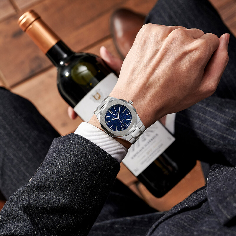 SAPPHERO Ceas Bărbați 100M Curea din oțel inoxidabil rezistent la apă Mișcare cu quartz Ceas sport de lux în stil de afaceri Cadou casual elegant