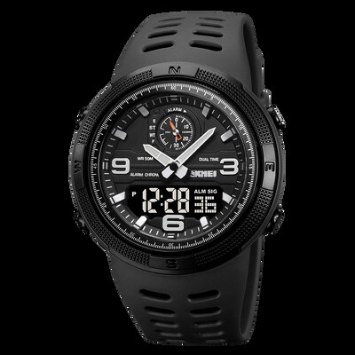 SKMEI Cronometru digital de modă Ceasuri sport pentru bărbați 50 m Lumină LED rezistentă la apă Ceas de mână cu afișare în 3 timpi Alarma masculină reloj hombre