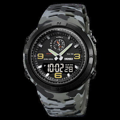 SKMEI Cronometru digital de modă Ceasuri sport pentru bărbați 50 m Lumină LED rezistentă la apă Ceas de mână cu afișare în 3 timpi Alarma masculină reloj hombre