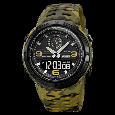 SKMEI Cronometru digital de modă Ceasuri sport pentru bărbați 50 m Lumină LED rezistentă la apă Ceas de mână cu afișare în 3 timpi Alarma masculină reloj hombre