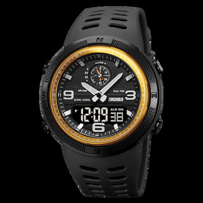 SKMEI Cronometru digital de modă Ceasuri sport pentru bărbați 50 m Lumină LED rezistentă la apă Ceas de mână cu afișare în 3 timpi Alarma masculină reloj hombre