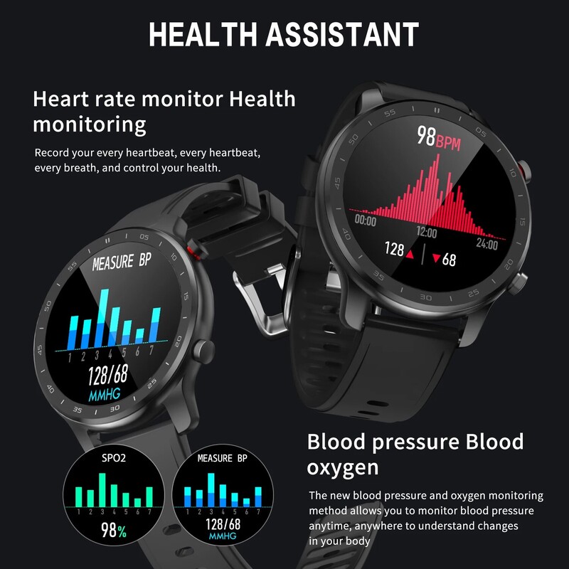 MISIRUN Fitness Sport Ceas inteligent pentru bărbați Număr de pași Monitorizarea sănătății Ceasuri cu notificare inteligentă IP67 Smartwatch rezistent la apă