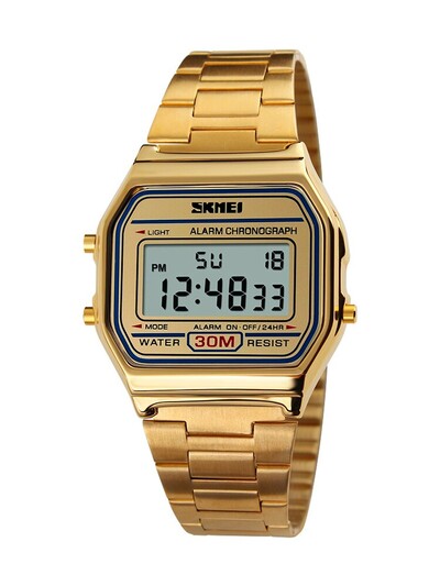 Skmei Top Brand Luksuslik roostevabast terasest Chrono spordikellad meeste tagavalgustusega ekraan digitaalne käekell 3bar veekindel Reloj Hom