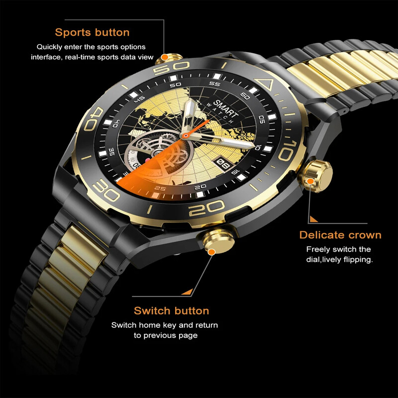 2​024 uus viipega juhitav nutikell meeste Bluetooth-kõne AMOLED-ekraaniga GPS-jälgija Dynamic Islandi nutikell Huawei Ultimate jaoks