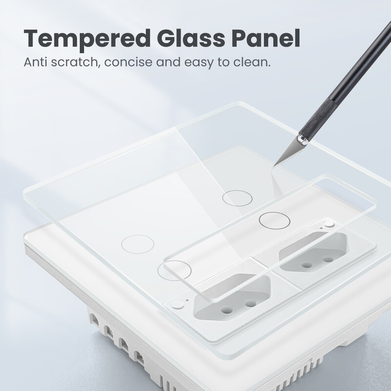 AVATTO Smart Brazil pistikupesa puutetundliku valguslülitiga seinanupplülitiga, rakenduse Smart Life hääljuhtimisega, töö Alexa Google Home jaoks