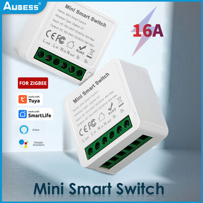 Tuya ZigBee 3.0 Smart Light Switch 16A Smart Home Automation DIY MINI Breaker támogatja a kétirányú munkát az Alexa Google Home segítségével