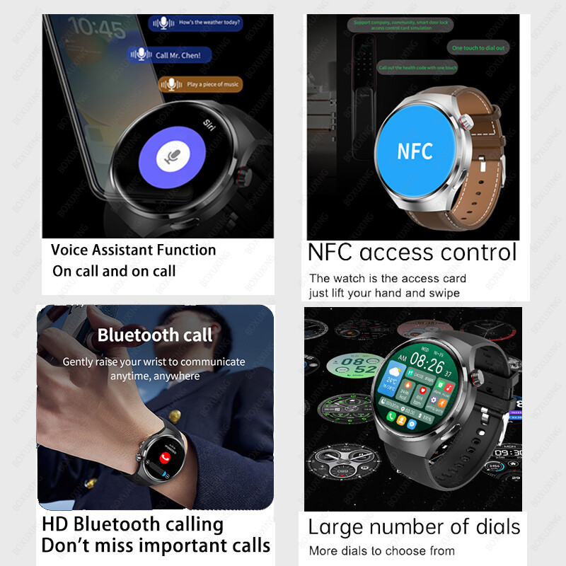 Ceas inteligent pentru bărbați Ceas 4 Pro AMOLED HD Ecran Frecvență cardiacă Apel Bluetooth IP68 Impermeabil NFC Sport SmartWatch 2024 Nou ceas GT4