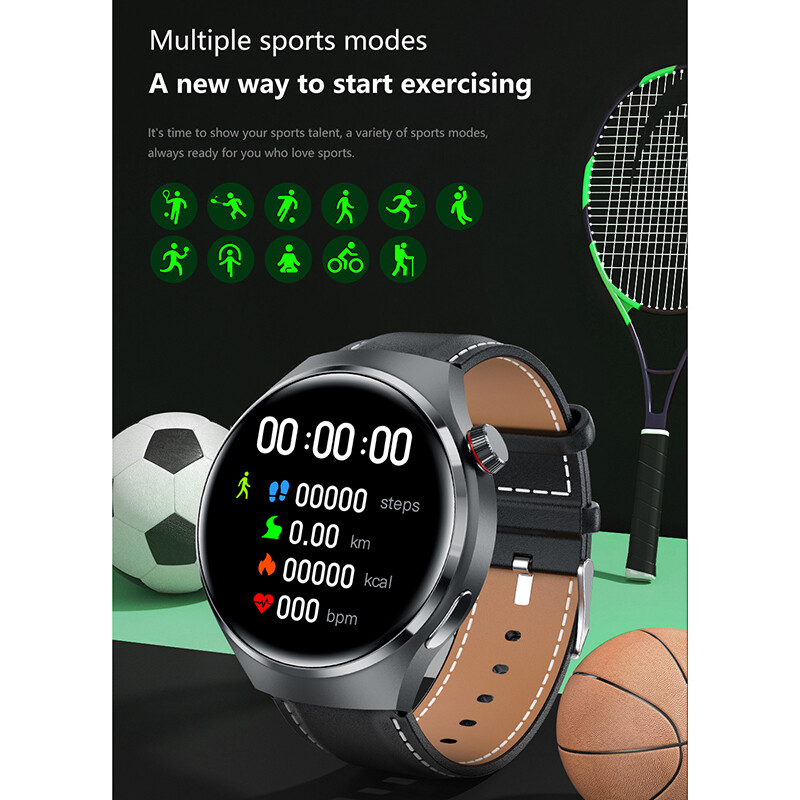 Ceas inteligent pentru bărbați Ceas 4 Pro AMOLED HD Ecran Frecvență cardiacă Apel Bluetooth IP68 Impermeabil NFC Sport SmartWatch 2024 Nou ceas GT4