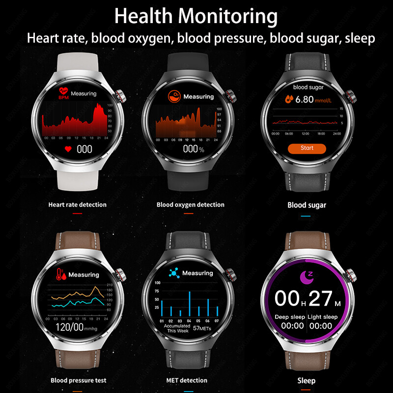Ceas inteligent pentru bărbați Ceas 4 Pro AMOLED HD Ecran Frecvență cardiacă Apel Bluetooth IP68 Impermeabil NFC Sport SmartWatch 2024 Nou ceas GT4