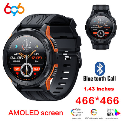 C25 okosórák férfiaknak AMOLED képernyő 1,43" 1ATM vízálló pulzusmérő Sport okosóra Blue Tooth Call női fitnesz