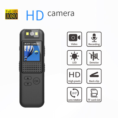 Mini cameră pentru corp Full HD 1080P Cameră montată pe corp Mică, portabilă, cu viziune nocturnă, pentru poliție, suport pentru camera de poliție pentru card TF mini cameră