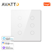 AVATTO Tuya WiFi 4x4 zidni pametni prekidač 4/6 Gang Glass Panel Brazil Standard Touch Switch radi s Alexa Google Home