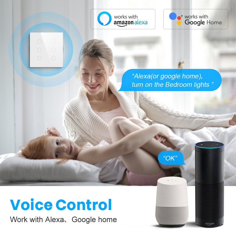 AVATTO Tuya WiFi 4x4 zidni pametni prekidač 4/6 Gang Glass Panel Brazil Standard Touch Switch radi s Alexa Google Home